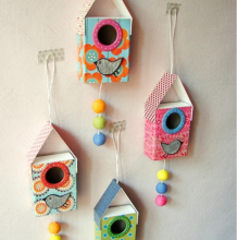 小房子创意制作   纸盒和彩纸制作可爱精巧的小鸟屋   儿童手工装饰制作教程