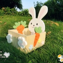 超级可爱的小兔子木板收纳盒   手工diy制作  卡通小兔子的造型的收纳盒