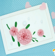 利用爱心打孔器制作贺卡 简单制作出纸艺爱心花朵精美的装饰画贺卡教程