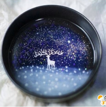 精美的滴胶驯鹿星空碗    如何用木碗和滴胶改造成精致唯美的驯鹿星空碗