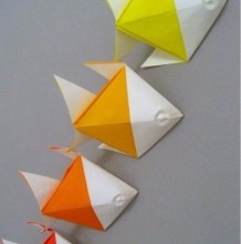 可爱卡通小金鱼手工折纸  立体卡通多色的小金鱼  手工折纸可爱的小金鱼教程