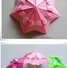 可爱唯美的彩色雨伞手工纸艺教程图解 清新的折纸雨伞 温馨十足的漂亮雨伞