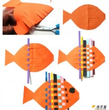 可爱五彩的纸质编织小鱼纸艺手工制作教程图解 适合于小朋友们动手操作的纸