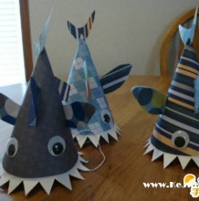 手工简单制作形象逼真儿童卡纸鲨鱼帽 儿童卡纸鲨鱼帽的手工制作教程