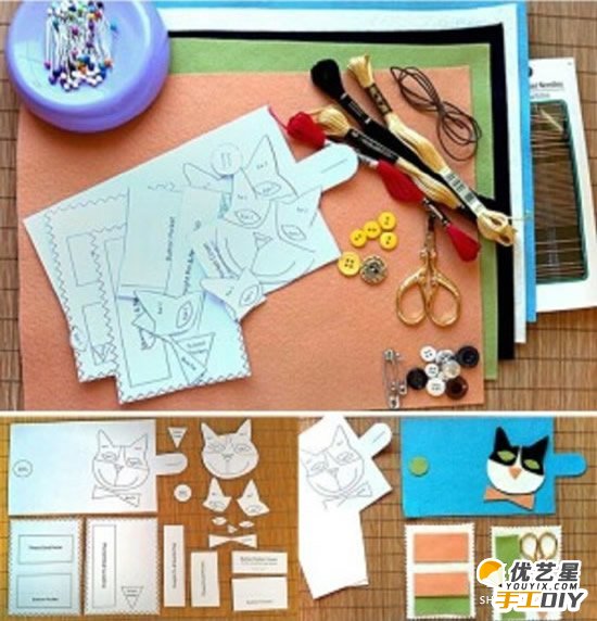 单调而漂亮的有小猫图片的手工钱包  如何自制一款漂亮的钱包？手工钱包的制作教程_www.youyix.com
