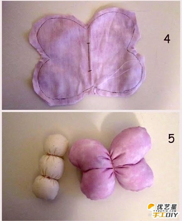 可爱的蝴蝶形状布娃娃的手工制作  如何制作可爱的布娃娃  布娃娃的制作步骤教程_www.youyix.com