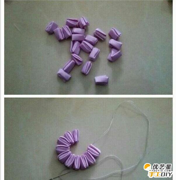 漂亮紫色小花发卡的手工制作步骤教程  精致漂亮的花朵形状的发卡的手工制作_www.youyix.com