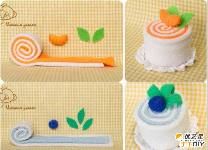 各种漂亮逼真的蛋糕手工不织布制作   各种不同造型蛋糕的手工不织布制作步骤教程_www.youyix.com