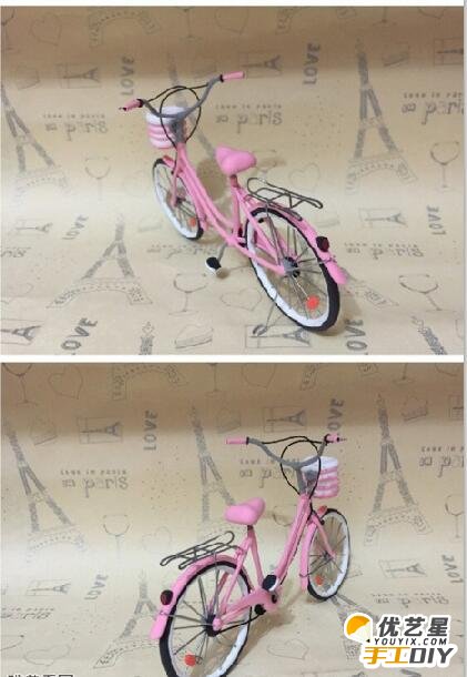 精美漂亮的逼真自行车手工粘土制作教程   用细铁丝跟粘土结合的手工制作自行车_www.youyix.com