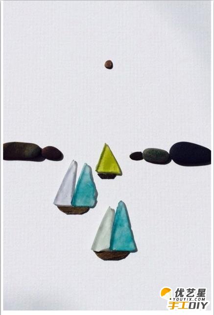 漂亮很有意境的石头跟贴画拼接在一起的作品欣赏 超级漂亮唯美的贴画手工制作_www.youyix.com