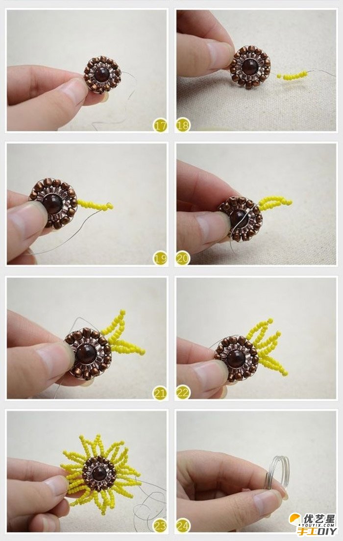 清新唯美的花朵串珠戒指手工制作教程图解 戴上这光鲜亮丽的戒指会给你带来不一样的可爱_www.youyix.com
