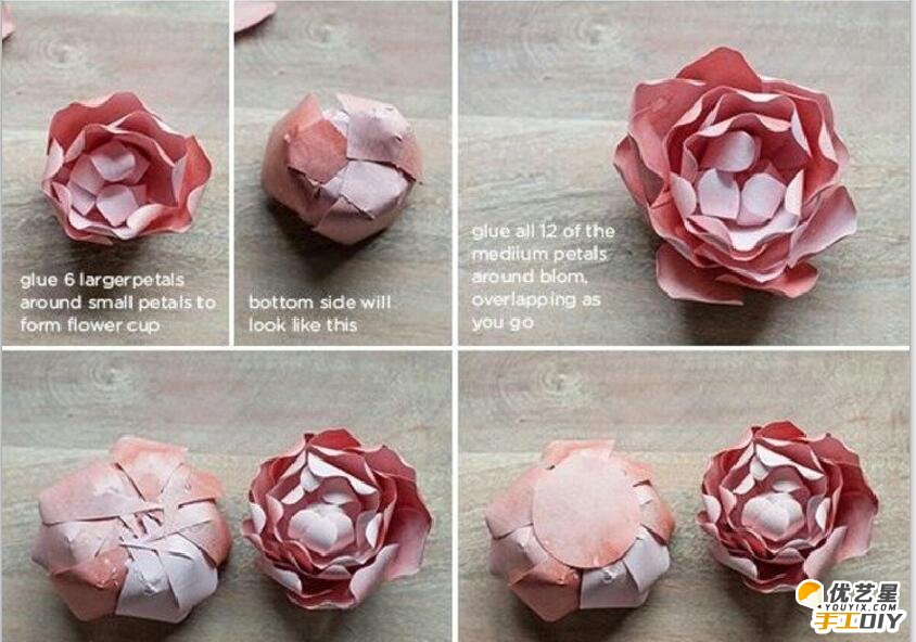 用普通的纸就可以简单折出漂亮逼真的牡丹花 牡丹花的手工折纸制作教程_www.youyix.com