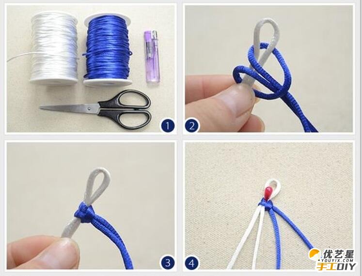 漂亮的蓝白相交的串珠手链手工制作教程 如何手工自制创意漂亮的手链_www.youyix.com