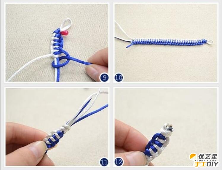 漂亮的蓝白相交的串珠手链手工制作教程 如何手工自制创意漂亮的手链_www.youyix.com