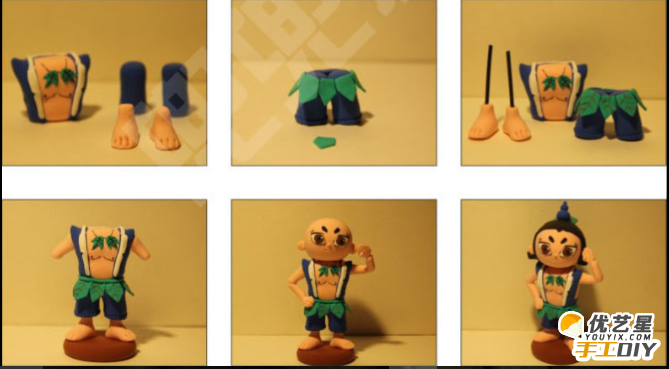 可爱的葫芦娃粘土手工制作教程图解 童年时的美好回忆 有趣的葫芦娃 教你如何捏造_www.youyix.com