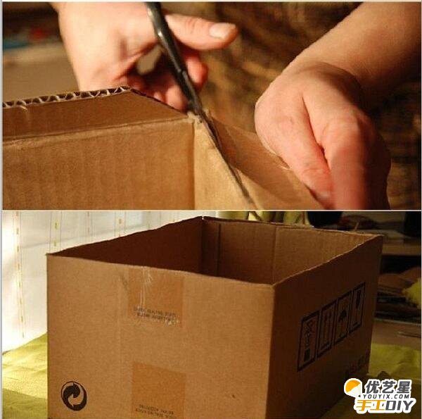 纸箱手工diy改造成精美实用的收纳盒 硬纸箱的手工创意改造制作教程_www.youyix.com