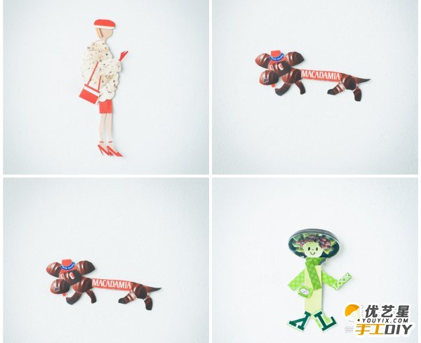 利用旧物零食饼干盒剪贴改造制作成可爱逗趣的人物 可爱逗趣人物的制作_www.youyix.com
