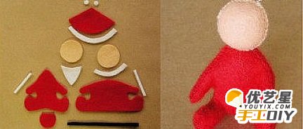 手工不织布的驾驭麋鹿车圣诞老人   创意时尚的圣诞节装饰礼物  手工教程圣诞节礼物图解_www.youyix.com