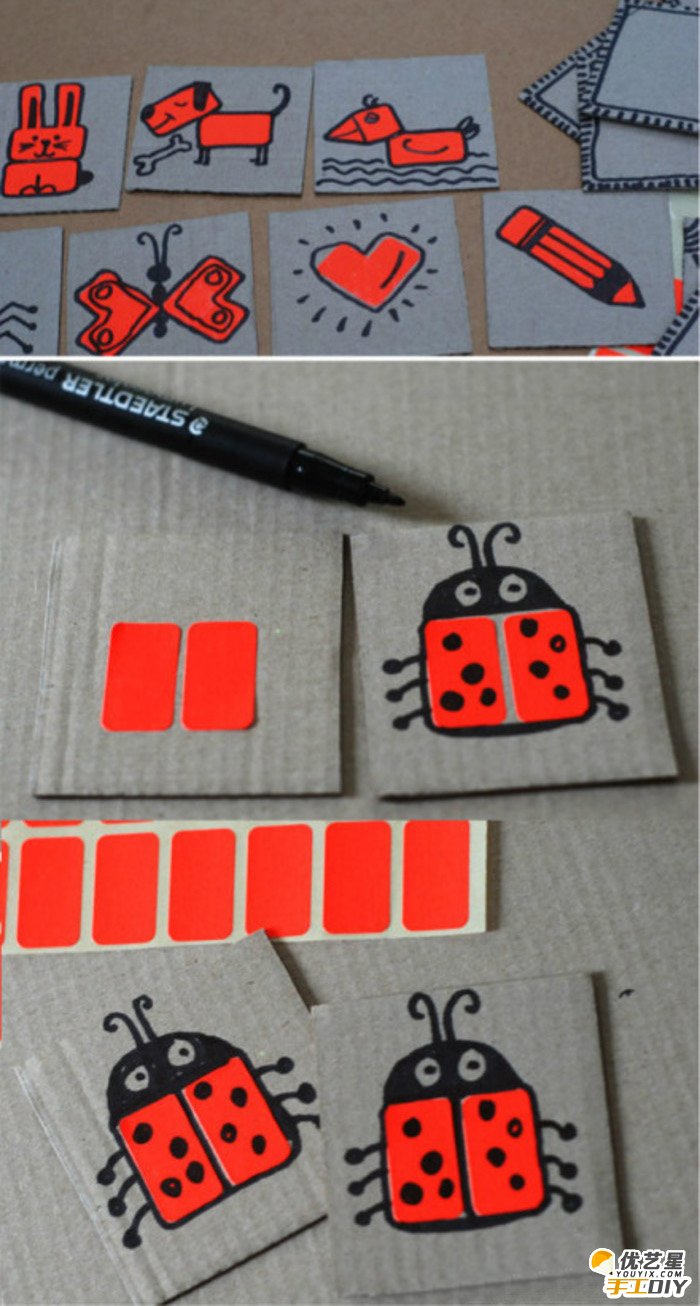 彩色标签纸与绘画相组合的亲子手工制作教程图解 温馨和蔼的亲子活动_www.youyix.com