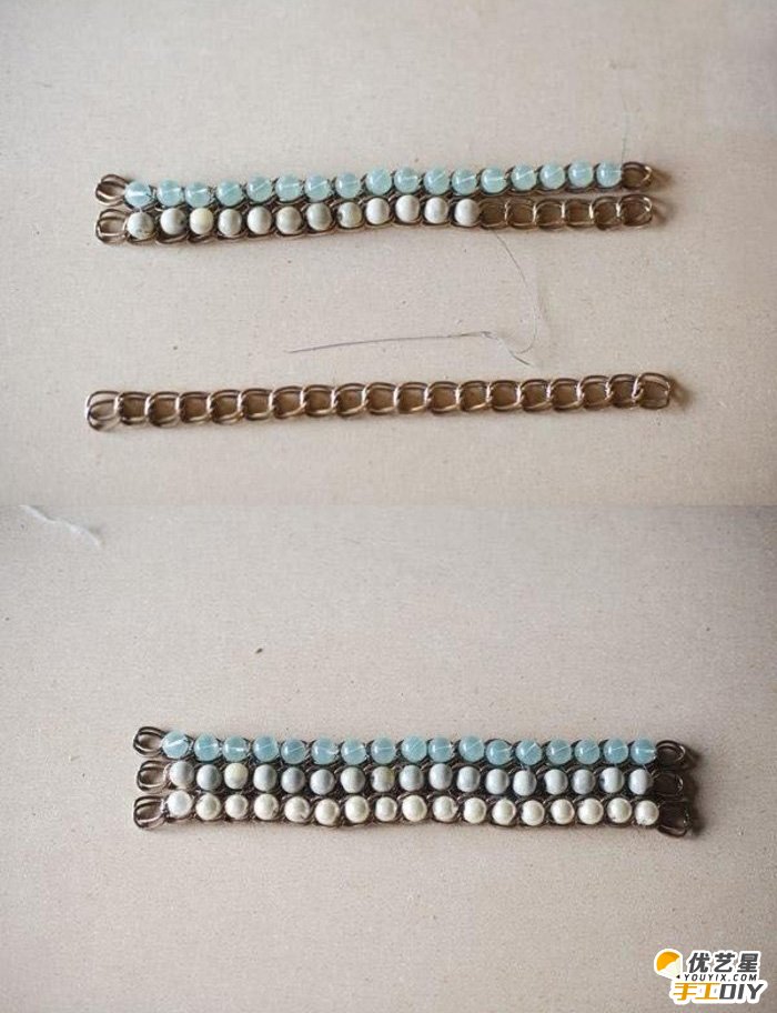 时尚优雅的珠链编织手工制作教程图解 珠子和金属链的完美组合、完美搭配_www.youyix.com
