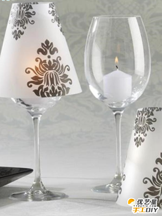 如何利用红酒杯和高脚杯手工DIY制作精致漂亮的蜡烛小台灯 简单的制作教程图解_www.youyix.com