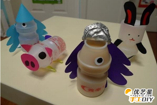 手工制作超级可爱呆萌的小动物玩具 利用养乐多瓶子简单DIY制作动物玩具教程_www.youyix.com