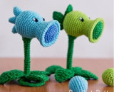 植物大战僵尸豌豆射手钩针编织教程 可爱小巧的装饰品玩偶编织方法 多图