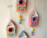 小房子创意制作   纸盒和彩纸制作可爱精巧的小鸟屋   儿童手工装饰制作教程