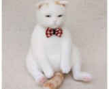 温柔可爱白色小猫咪羊毛毡手工制作　蠢萌小懒猫　简单手工羊毛毡小猫咪教程