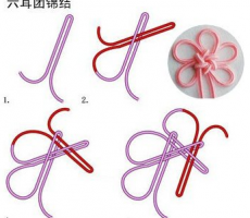 六耳团锦结怎么编织教程 六角花瓣形状中