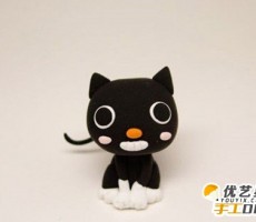 超可爱的黑色小猫咪软陶手工粘土 神秘诱