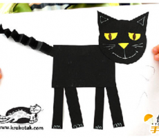 可爱的猫咪剪纸贴纸的手工制作过程教程