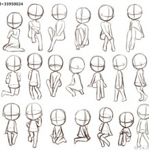 可爱Q版卡通人物动作姿势分解图 简笔画人物结构图素材