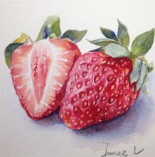 非常有立体感的草莓水彩画上色步骤演示