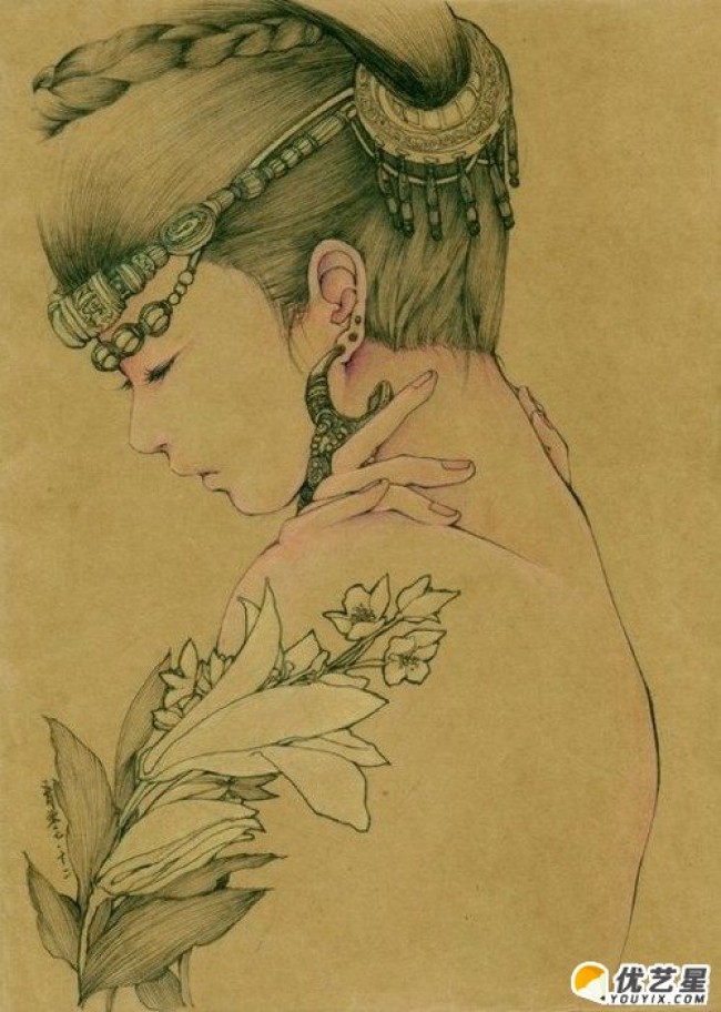 古代复古唯美人物插画欣赏伊吹五月画集浪漫有趣很有情调的画风