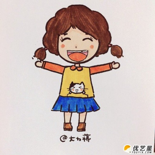 活泼开朗的小女孩怎么画 笑容的女生简笔画画法 可爱小学女生卡通画
