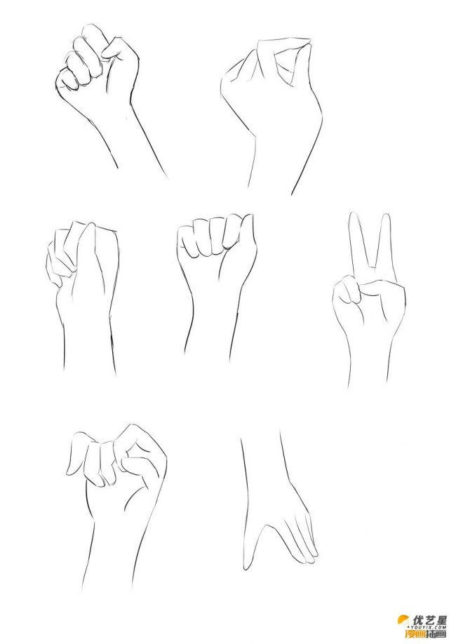 手怎么画可爱女生手的简单画法超简单手的漫画素材绘画步骤教程2