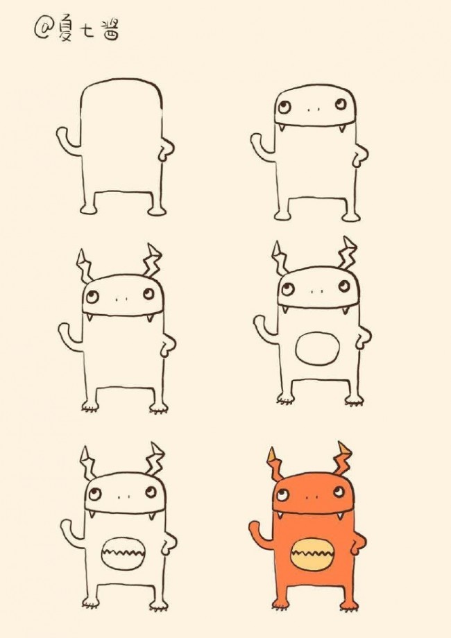 怪兽简笔画图片大全多款小怪兽简笔画图片彩色怪兽儿童画怎么画