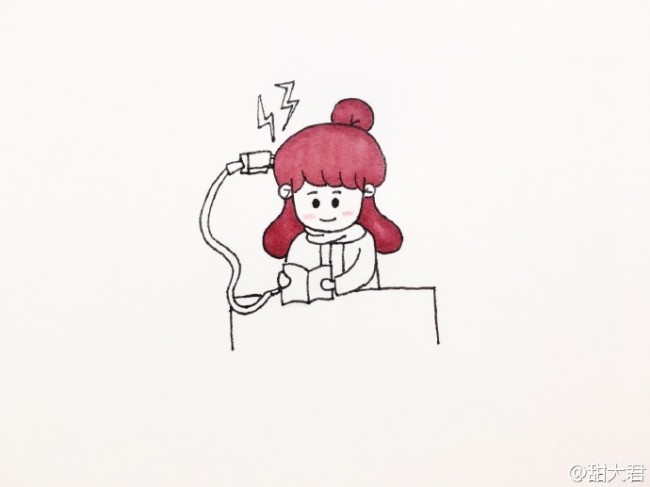 励志爱读书的女生简笔画教程图片彩色人生就要不断的给自己充电阅读