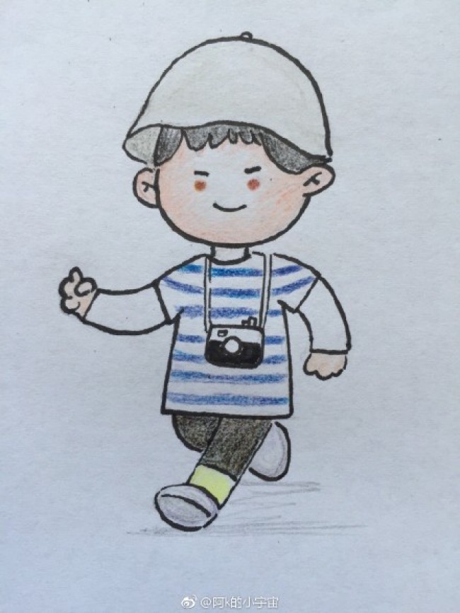 爱拍照的小男孩简笔画教程带着相机出去玩的小男孩简笔画怎么画