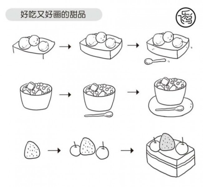好吃又好画的甜品小吃简笔画教程图片 简单的小吃画法 甜品怎么画_www