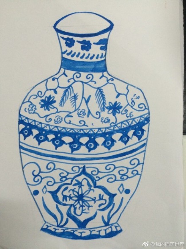 青花瓷的儿童画图片素材儿童画版青花瓷图片
