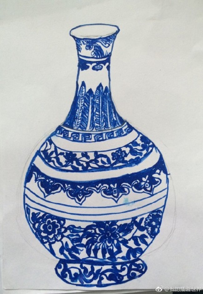 青花瓷的儿童画图片素材儿童画版青花瓷图片