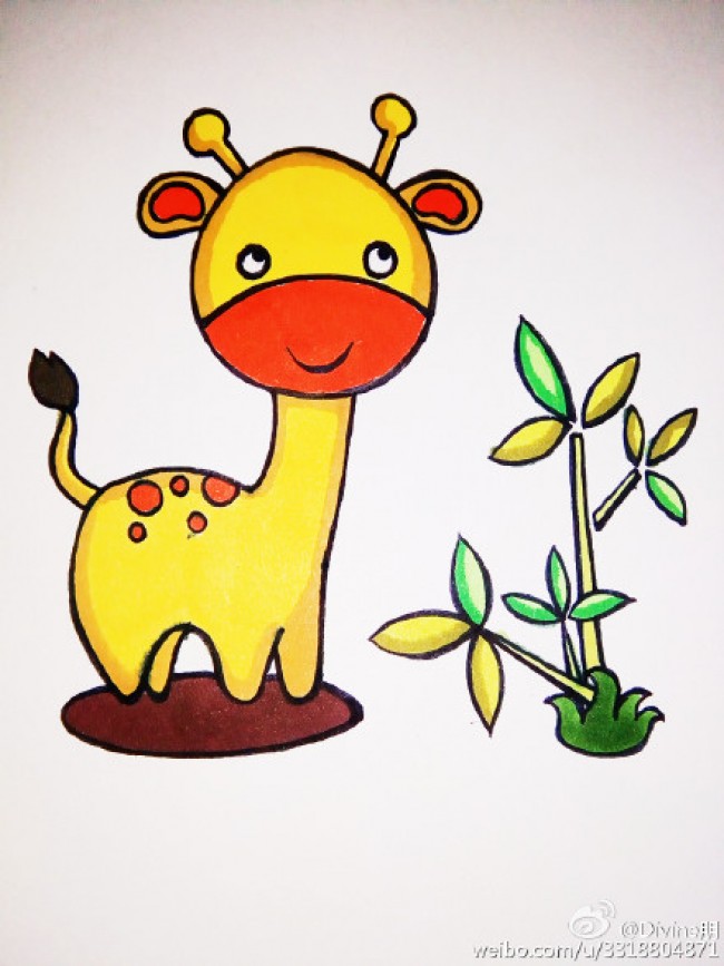 可爱长颈鹿怎么画长颈鹿简笔画画法长颈鹿卡通画儿童画手绘教程