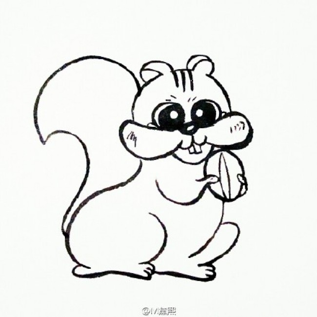 可爱小松鼠卡通画画法 小松鼠简笔画 松鼠儿童画绘画手绘教程