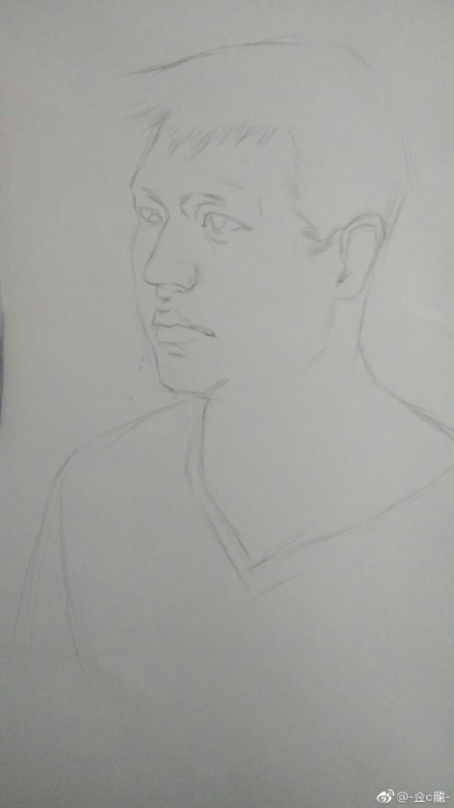 青年男子素描微微侧身头像素描手绘画教程图片 男青年