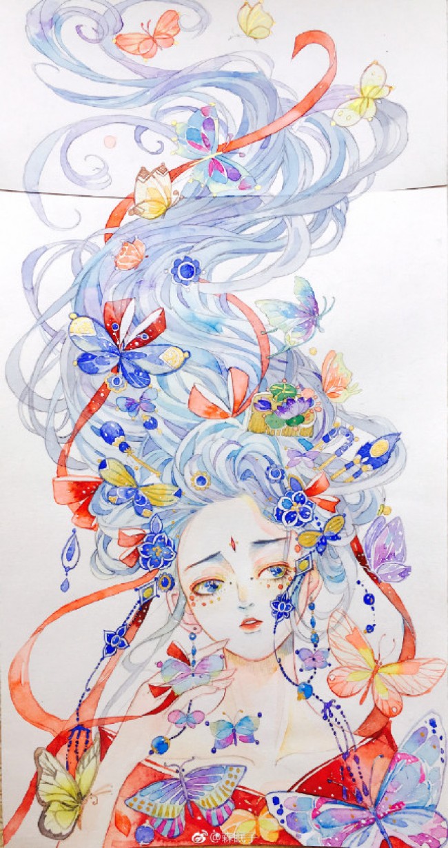 高清水彩插画