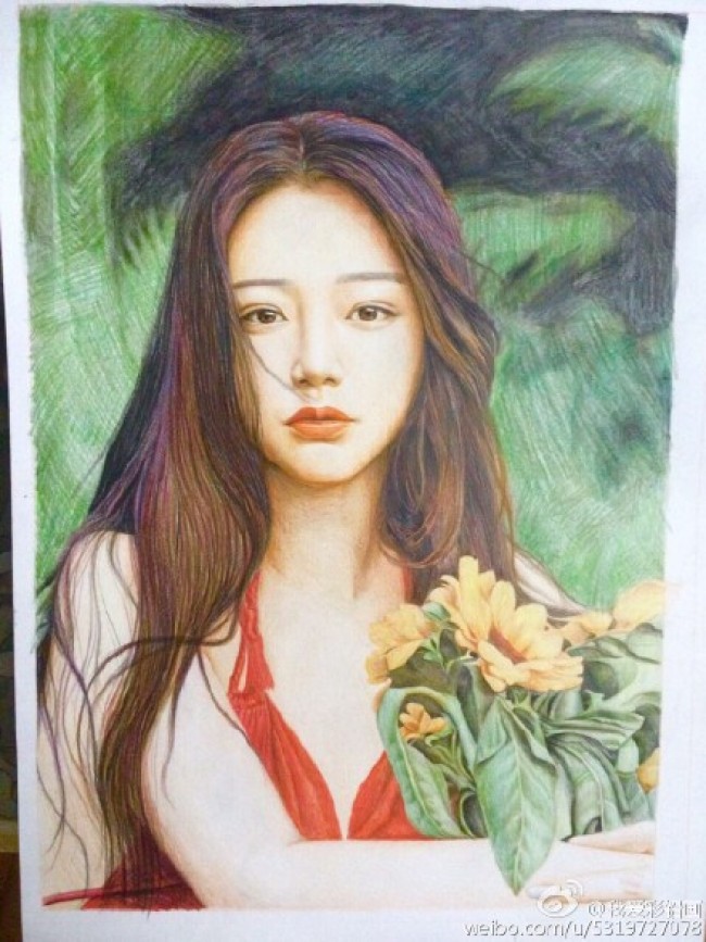 气质长发美女彩铅画手绘教程图片气质美女彩铅画法气质美女彩铅怎么画