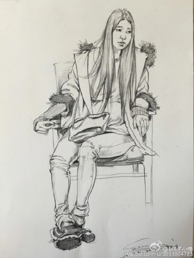 人物速写全身素描图片女生全身人像素描彩铅速写图片素材不同姿势