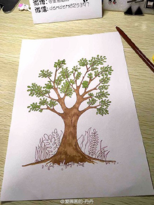 用马克笔简单的画一棵树手绘教程图片 马克笔怎么画树 树的画法